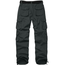 Men's Casual Cargo Tactical Pants, BDU Military Wild Army Combat Ripstop Work Pants with 10 Pockets #3316-Black Grey-36