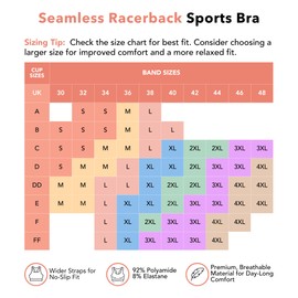 Conturve Seamless Racerback Sports Bra - Sports Bras for Women - Sports Bra - Womens Workout Tops - Wireless Bra White