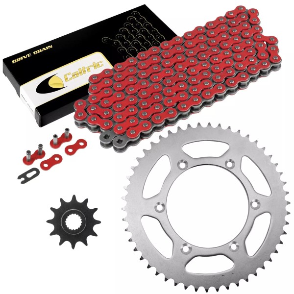 Caltric Red Drive Chain And Sprocket Kit for Suzuki RM125
