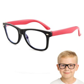 Gudzws Kids Blue Light Blocking Glasses Rectangle Digital Boys Girl Age for 5-12 (Black)