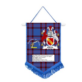 Elliott Scottish Clan Scotland Car/Wall Pennant With Blue Border Great Souvenir