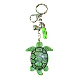 Popfizzy Green Turtle Keychain Accessories for Women and Girls, Rhinestone Animal Backpack Key Chain, Bling Purse Charms
