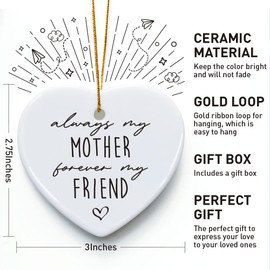 Mom Gifts for Birthday from Daughter Son, Always My Mother Forever My Friend, Ornament Keepsake Sign Heart Plaque Gift for Mother, Christmas Ideas for Mom, Best Mom Gift