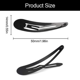 JRYXDS Pack of 10 5 cm Metal Hair Clips, Ideal for Girls, Children and Women (Black)