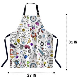 BGBDEIA Education and Science Apron for Women Men, Adjustable Apron Cooking Kitchen Chef Apron for Home Kitchen, Baking Gardening BBQ, Coffee House, Restaurant