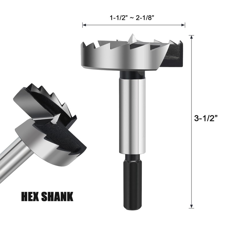 NIBBLAX 2 Inch Forstner Drill Bit for Woodworking, 2" Forstner