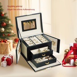 ADEL DREAM Ladies’, Girls’ Lockable Mirrored Storage Box, 3 Tiers, 2 Drawers, 3 Colours, Home, Travel for Rings, Earrings, Necklaces, Bracelets