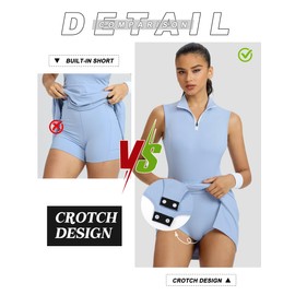 Fengbay Tennis Dress for Women, Athletic Dress for Women Crotch Design Sleeveless Workout Dress Golf Dress with Pockets Light Blue