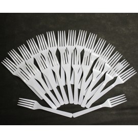 Heavy Duty White Plastic Forks - Durable Plastic Flatware - Various Package Quantites (600)