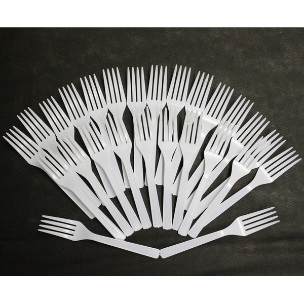 Heavy Duty White Plastic Forks - Durable Plastic Flatware - Various Package Quantites (600)