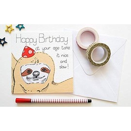 Funny Sloth Birthday card For Friends, Sister, Brother, Him, Her