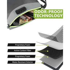 OZCHIN Smell Proof Bag with Lock – Activated Carbon Fiber Smell Proof Container with Combination Lock, Airtight Zipper, Odor Proof Case for Travel, Daily Use, Gifts Ideas 11 X 8 Inch (Light Gray)