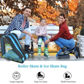Roller Skate Bag, Adjustable Shoulder Strap Ice Skate Bags for Girls Boys and Most Adults, Large Capacity Skate Bag Fits Quad Skates, Inline Skate and Most Roller Skating Accessories