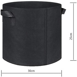 FLYZY Nonwoven Pot Planter Felt Planting Bag 1-20 Gallon Garden Garden Garden Cultivation Vegetable Cultivation Promotion 6 Sets (5 Gallon, Height 25cm x Diameter 30cm)