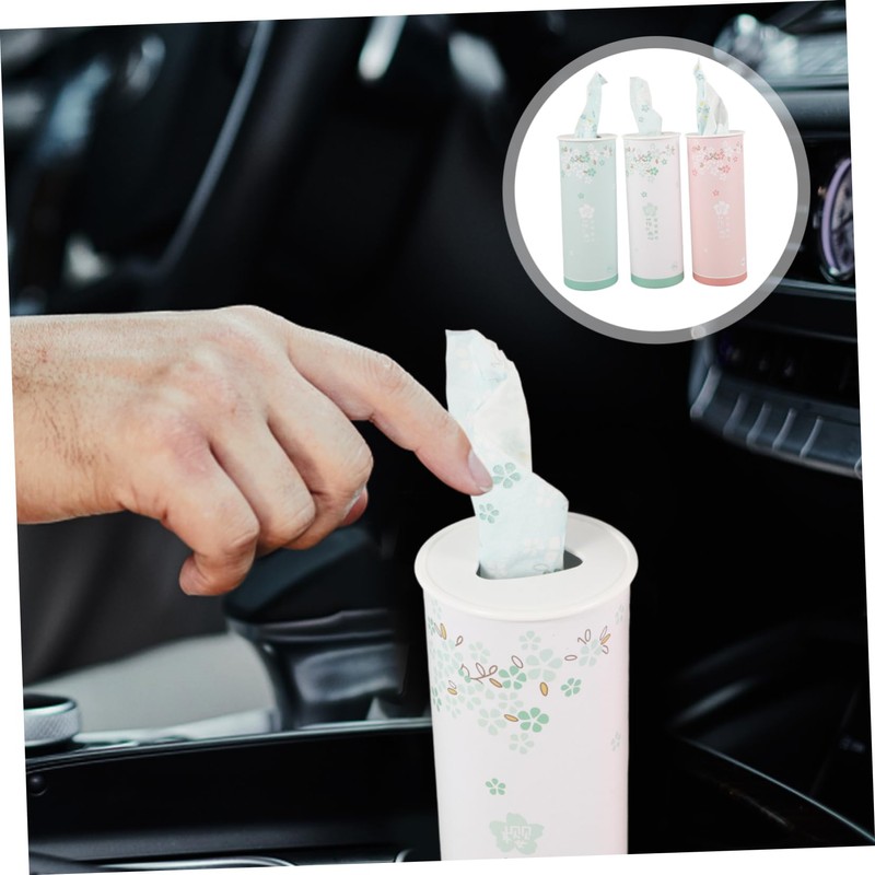 OATIPHO 3pcs Car Tissues Cylinder Box Stylish Travel Facial Wipes