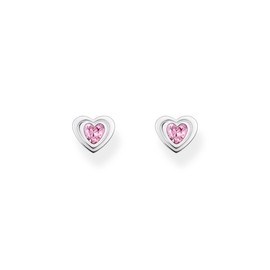 THOMAS SABO H2271-643-9 Women's Stud Earrings Heart with Pink Zirconia Blackened Silver 925 Sterling Silver Blackened, Sterling Silver
