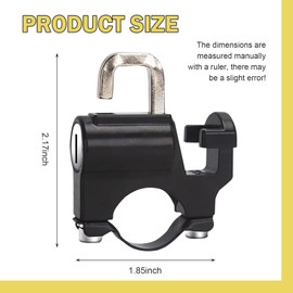 Merdege Motorcycle Helmet Lock, Aluminum Alloy Locks with 2 Keys, Bike Helmet Accessories, Universal for Motorbike Scooter Street Bike Handlebar or Luggage Rack, for 0.78-1In Handle Diameter (Black)