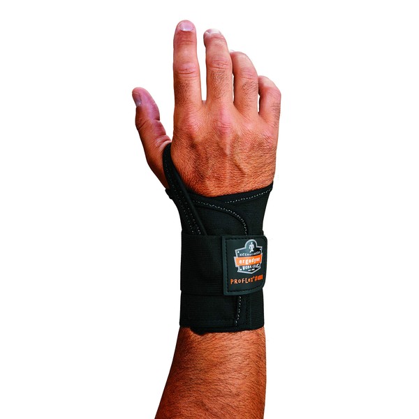 Ergodyne ProFlex 4000 Single Strap Wrist Support, Black - Medium, Left Hand