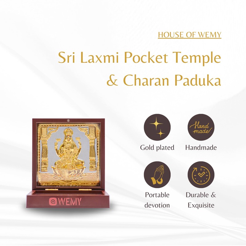 House Of Wemy Gold Plated Laxmi Pocket Temple with Charan