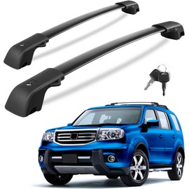 KINGGERI Lockable 220LBS Roof Rack Cross Bars Compatible with Honda Pilot 2009-2015 (with Raised Rails), Aluminum Heavy Duty Crossbar Anti-Theft Metal Lock Key Black Matte Powder Coated Non-Corrosion