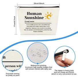 Sunshine Gifts Inspirational Makeup Bag Human Sunshine Gift Appreciation Gifts for Women Teacher Nurse Employee Cosmetic Bag Mother's Teachers' Day Administrative Professional Day Nurses' Week Gifts