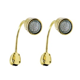 MARINE CITY Brass Flexible Gooseneck LED Cabin Reading Light with Shade | Diameter 1-7/16 Inches | Ideal for Marines, Boats, Yachts, Ships - 2 Pcs