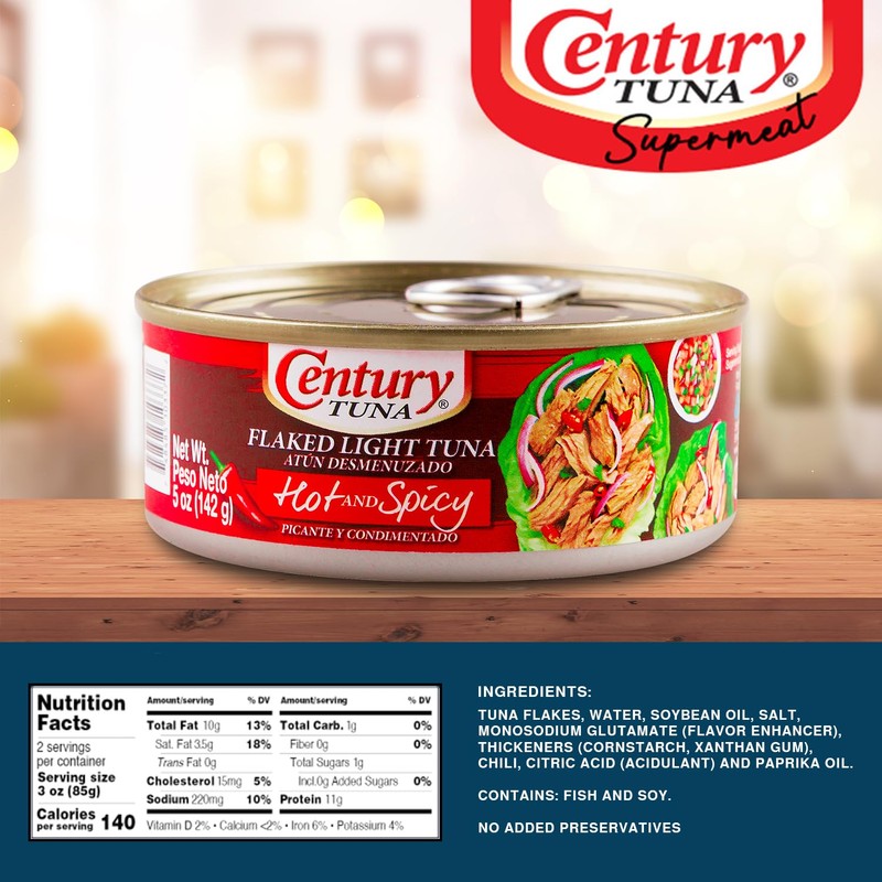 Century Tuna Hot and Spicy, 4.9 Ounce (Pack of 12)