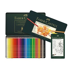 Faber-Castell Polychromos Colouring Pencils Various Designs to Choose From, 36 Metal Case + 12 Castell 9000, Green, 1