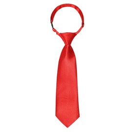 Boys Girls Handmade Pre-Tied Tie - Adjustable School Ties Satin Plain Coloured Formal Tie for Boys Girls Wedding School Uniform, red