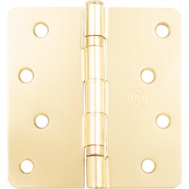 Stone Harbor Hardware 4" Ball-Bearing Door Hinges, 1/4" Radius Corner, Polished Brass, 2-Pack