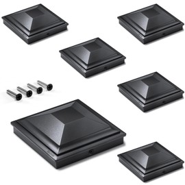 SIEDiNLAR 4x4 Post Caps Black 6 Pack, Fence Post Covers Outdoor Waterproof, Fits 4x4 3.5x3.5 Wood/Vinyl Posts for Deck Fence Mailbox Patio Decor