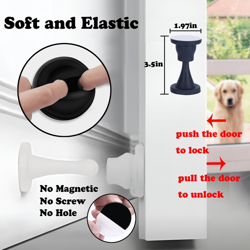 4 Pack Rubber Door Stopper Self Adhesive,No Magnetic Door Stop,Wall
