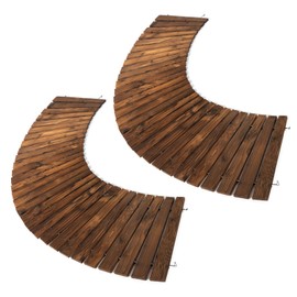 Roll-Out Garden Pathway 7 FT Curved 2 Pack, Outdoor Walkway with Non-Slip Surface Rustic Wood Path Decorative Boardwalk for Outdoor Patio, Garden