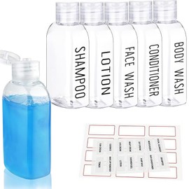 DtgEcd 6 Travel Bottles for Toiletries, 100ml Leakproof Reusable Travel Size Containers with Labels, TSA Approved for Carry-On Liquids, Ideal for Gym, Camping and Business Trips