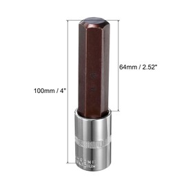 Sourcingmap 1/2" Drive x H17 (17mm) Hex Bit Socket, S2 Steel Bits CR-V Sockets 4" Length Use with Ratchet Wrench, Slide Bar, Extension Rod