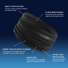 ROCK BROS Cooling Neck Gaiter Sun UV Protection Face Mask UPF 50+ Breathable Bandana Headband Scarf Balaclava Headwear