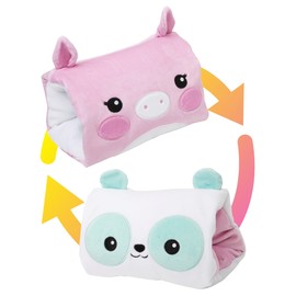 SmooshMiez - 2 in 1 Reversible Stuffed Animal Plushie - Cute Emotional Support Plush, Pig + Panda, 9 inch