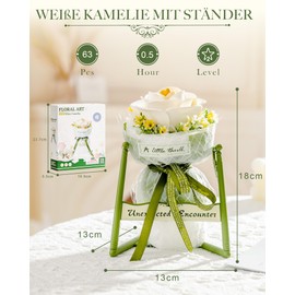 ROWOOD 3D Puzzle DIY Flowers White Camellia with Stand, Artistic Flowers Model Kit to Assemble, Construction Kit Craft Set for Adults, Elegant Decoration, Unique Gifts