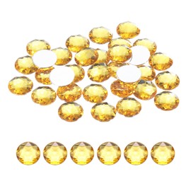 MECCANIXITY Flat Back Round Acrylic Rhinestones,20mm Yellow Flatback Crystal Rhinestones for Crafts Clothes Shoes DIY Decoration Gifts 50Pcs