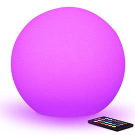 Mr.Go 16-inch Indoor/Outdoor Waterproof Rechargeable LED Glowing Ball Light Orb Globe Lamp w/Remote, 16 RGB Colors 4 Light Effects, Ideal Home Garden Pool Patio Party Ambient Decorative Lighting