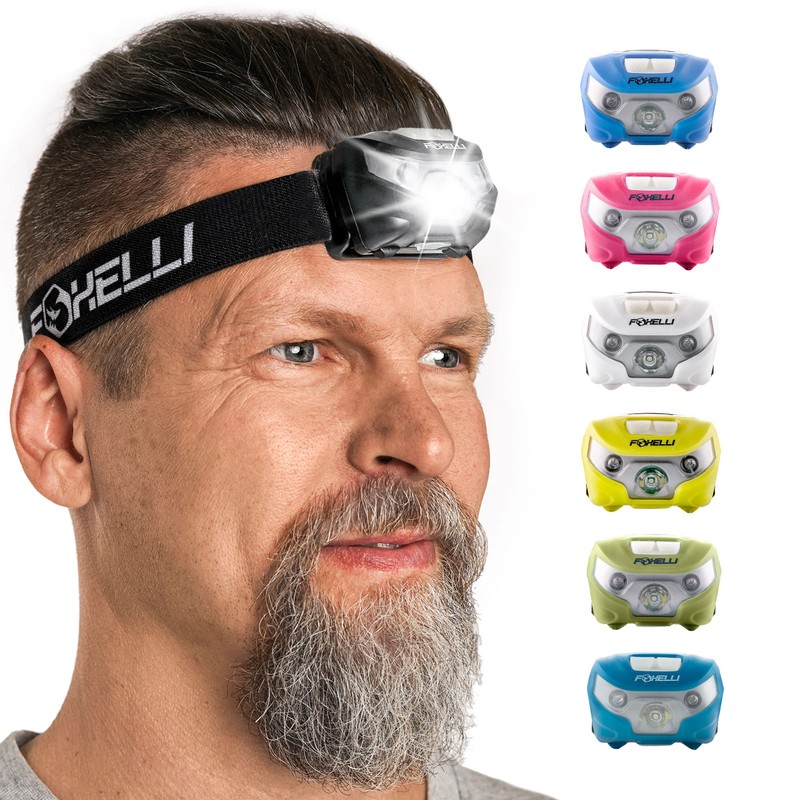 Foxelli USB-C Rechargeable LED Headlamp – Super Bright, Lightweight Head