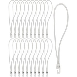 WMZOBH Bungee Cord with Hooks, Pack of 25, Expander with Hooks, 25 cm, Multifunctional Tarpaulin Tensioner, Rubber Tensioner with Hooks for Camping Tarpaulins, Trailer Tarpaulin, Pool Cover (White)
