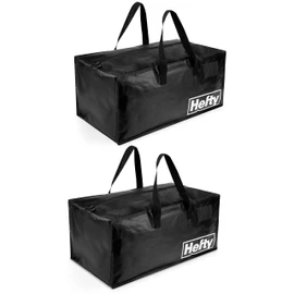 Hefty Extra Large Flexible Tote with Breathable Mesh, Double Zipper, 2 Handles – Ideal for Moving or Clothes & Apparel Storage, Alternative to Plastic Bin, Organizer or Container – 2 Pack