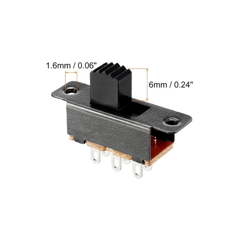 Rebower Switch Lock Sliding Control 6 Terminals 2P2T [for Electronic