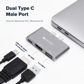 CANYON 3-in-1 Thunderbolt 3 Docking Station with 3.0 USB Hub and 4K HDMI Port, High Speed Charging and Data Transfers, Compatible with MacBook Air and Pro PCs