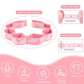 TANGJJY Yoga stretching strap, stretching band with 8 loops, yoga stretch strap, highly elastic fitness bands, highly elastic gymnastics band, for dance, fitness, physiotherapy, home training