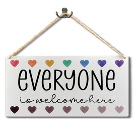 Ryeolo Welcome Sign, Welcome Signs for Classroom, Everyone is Welcome Here Classroom Wooden Plaque Signs Wall Hanging, Boho Classroom Decor, Welcome Back to School Decorations, 11.8x5.9 Inch