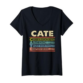 Womens CATE Family Name, CATE Last Name Team V-Neck T-Shirt
