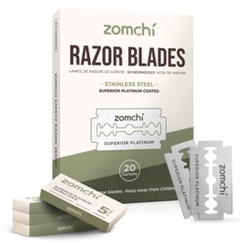 ZOMCHI Zomchi Double Edge Razor Blades 2.0, 100 Counts Safety Razor Blades for Shaving, Platinum Stainless Steel Shaving Blades for Men and Women, Fits All Standard Double Edge Razors