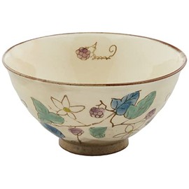 Hasami Ware 62366 Rice Bowl (Large), Flower (Strawberry) Handle, Purple